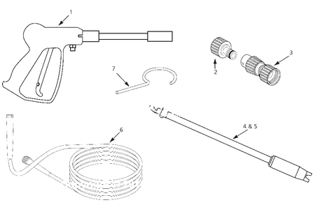 Gun/Hose Parts Diagram and Parts List for PW1676  Campbell Hausfeld Pressure Washer